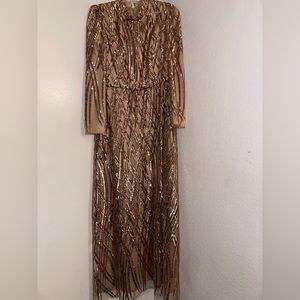 Rose Gold Evening Gown. Modest Dress fully Lined